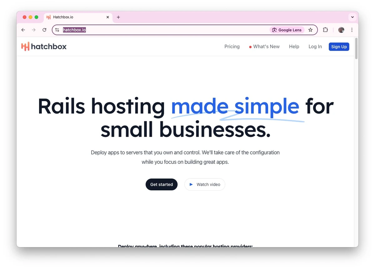 Hatchbox homepage